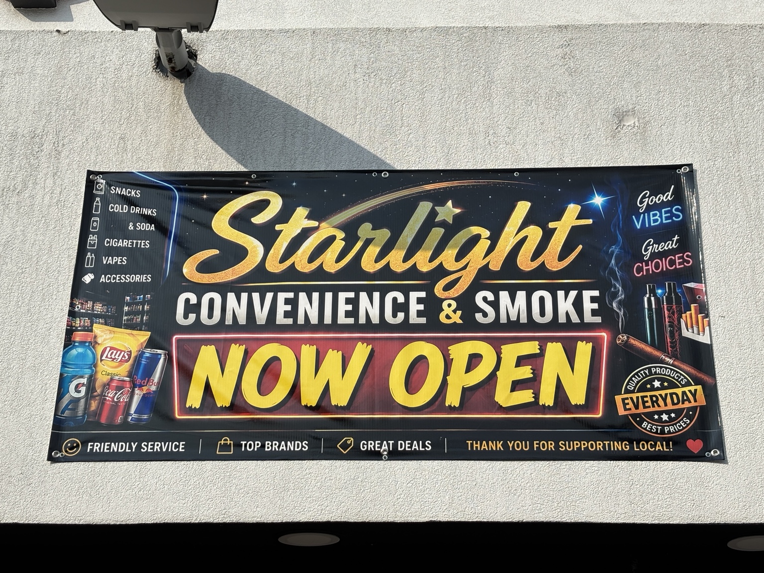 Starlight Convenience & Smoke Now Open banner