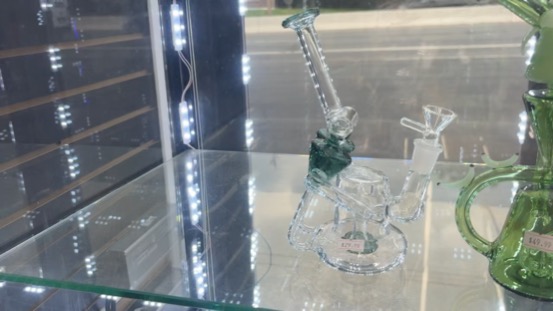 Glass pieces on display at Starlight Convenience & Smoke